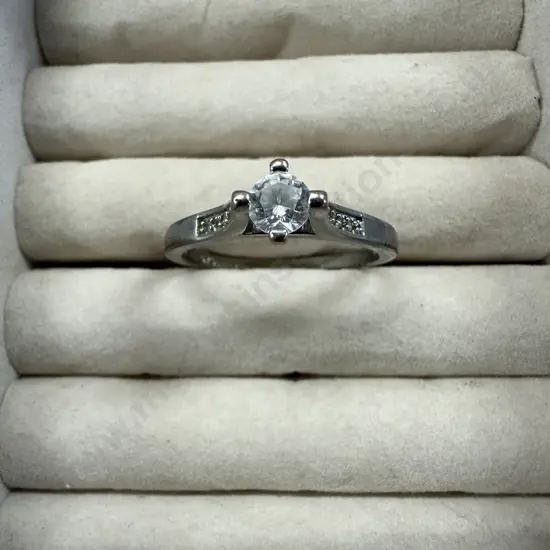 Large Stamped 925 Ring With Clear Stone