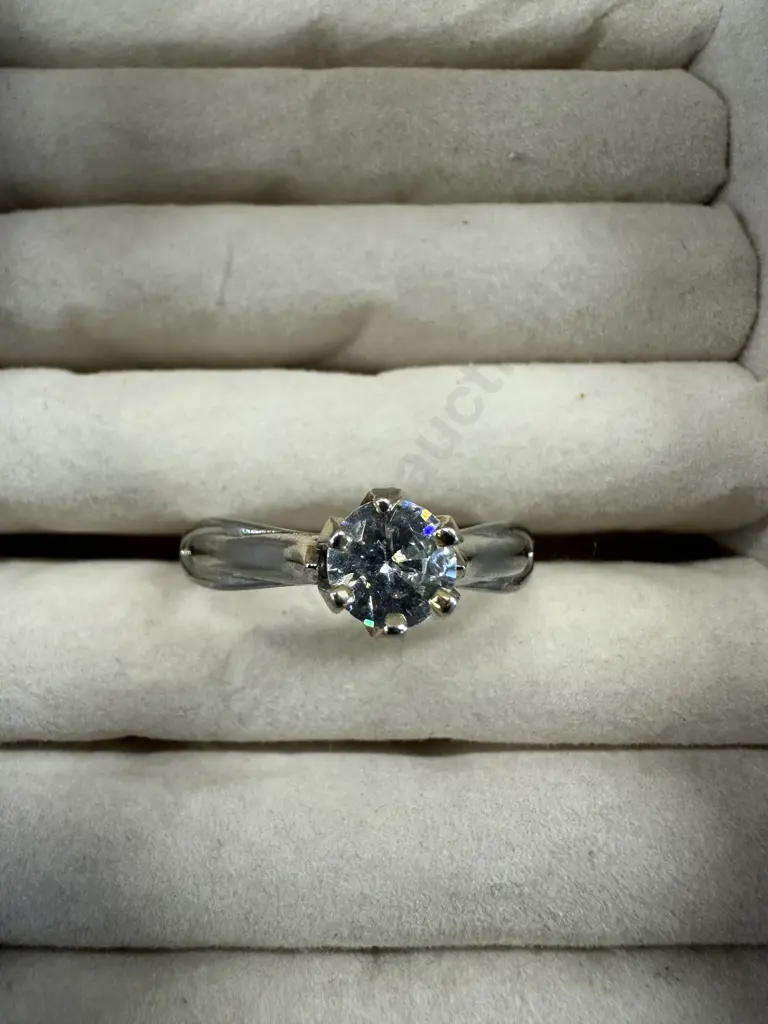 Large Stamped 925 Ring With Clear Stone Image 1++