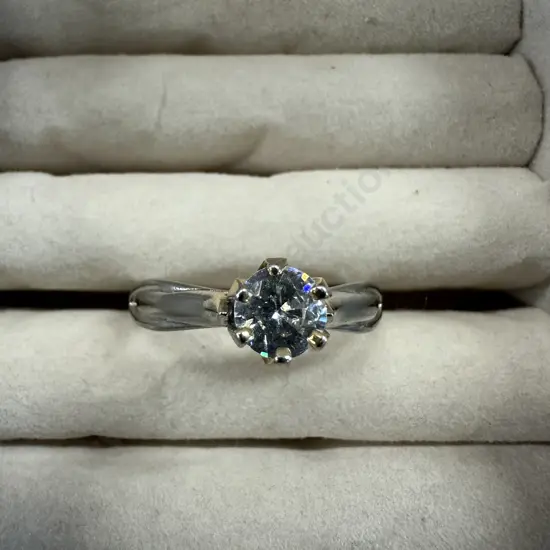 Large Stamped 925 Ring With Clear Stone