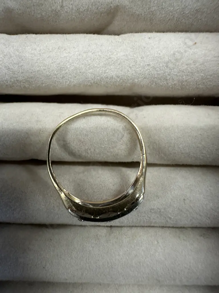 Stamped Ring Gold With Small Clear Stones Diamonds ? Image 1++