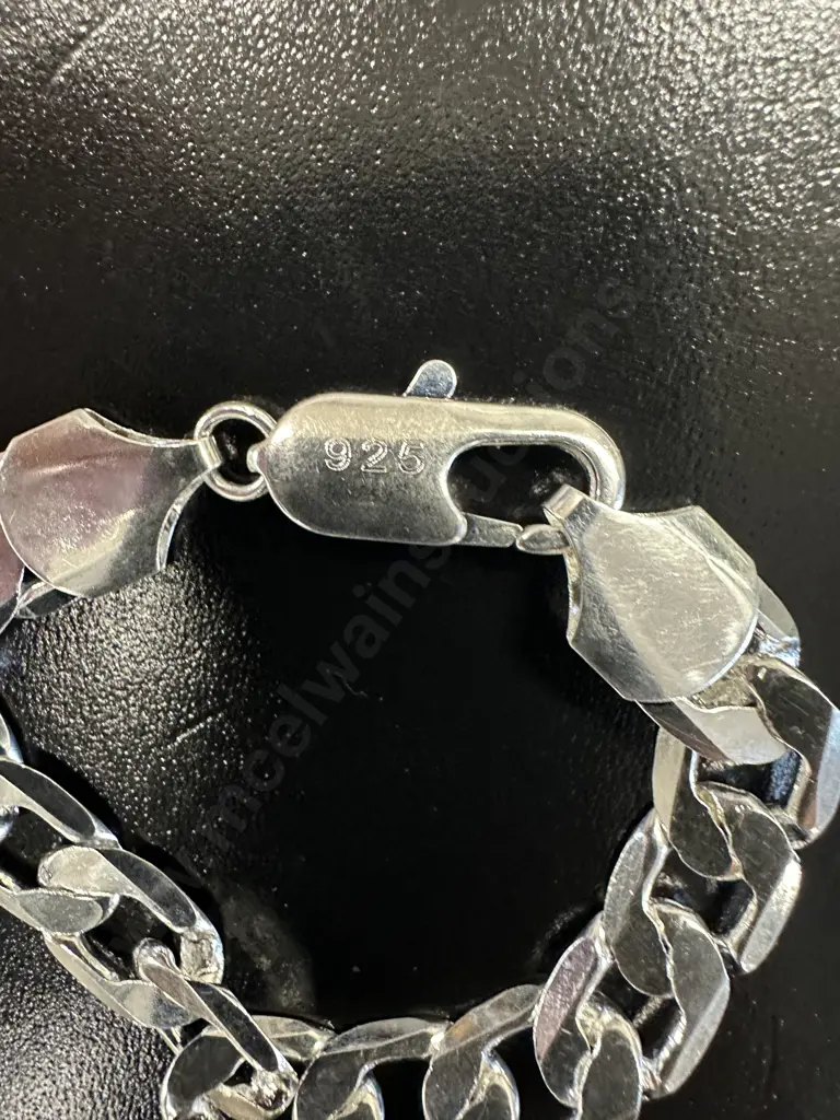 Wide Flat Curb Bracelet Stamped 925 Image 1++