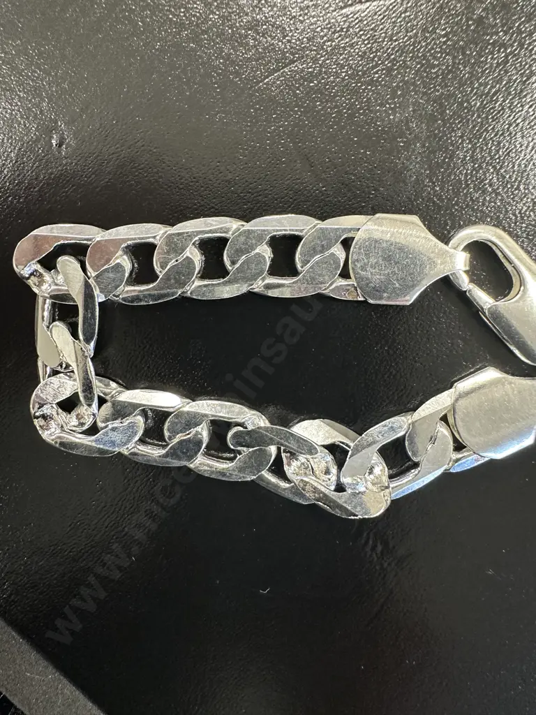 Wide Flat Curb Bracelet Stamped 925 Image 1++