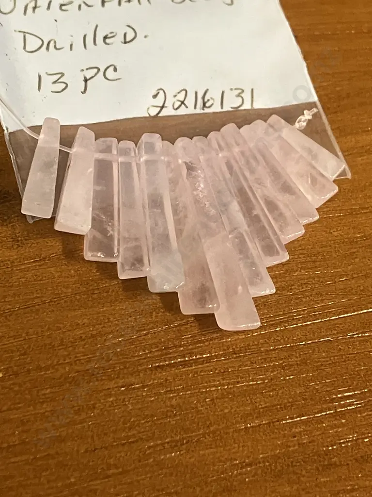 Rose Quartz Gemstone Waterfall Design, Drilled 13 Piece Image 1++