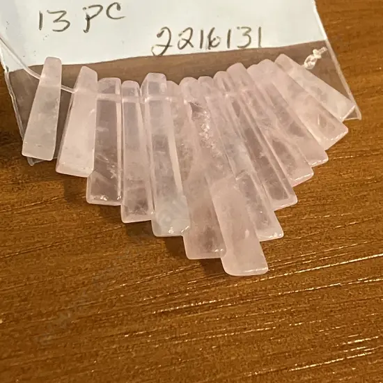 Rose Quartz Gemstone Waterfall Design, Drilled 13 Piece