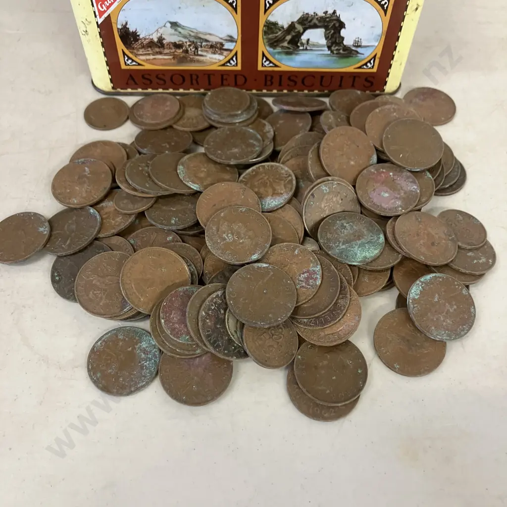 Large Selection of Coins In a Vintage Griffins Biscuits Tin Image 1++