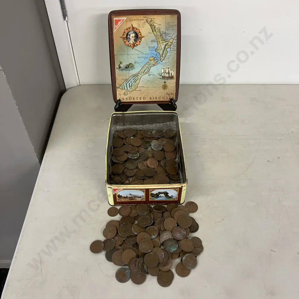 Large Selection of Coins In a Vintage Griffins Biscuits Tin Image 1++