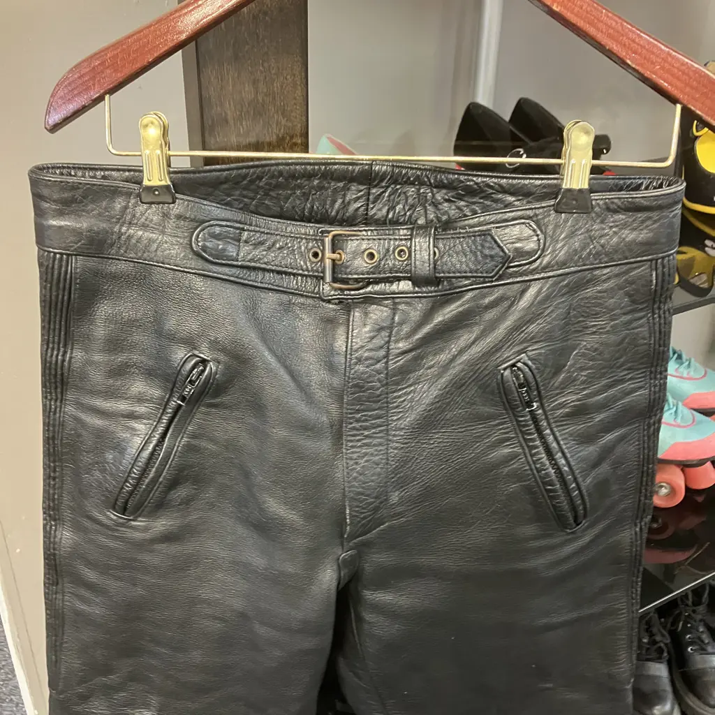 Armour-Tech Black Leather  Motorbike Pants - Size 34 Image 1++