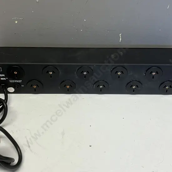 Dynamix PR10H 10 Outlet Horizontal Power Rail, Integrated 1.8m Power Cord, Black