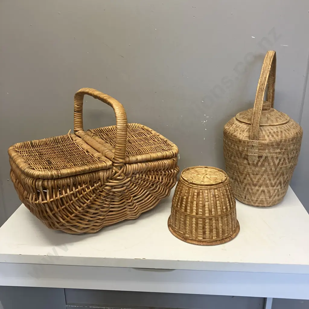 Vintage Wicker Picnic Basket, PNG BUKA Basket H52cm, Cane Basket Image 1++