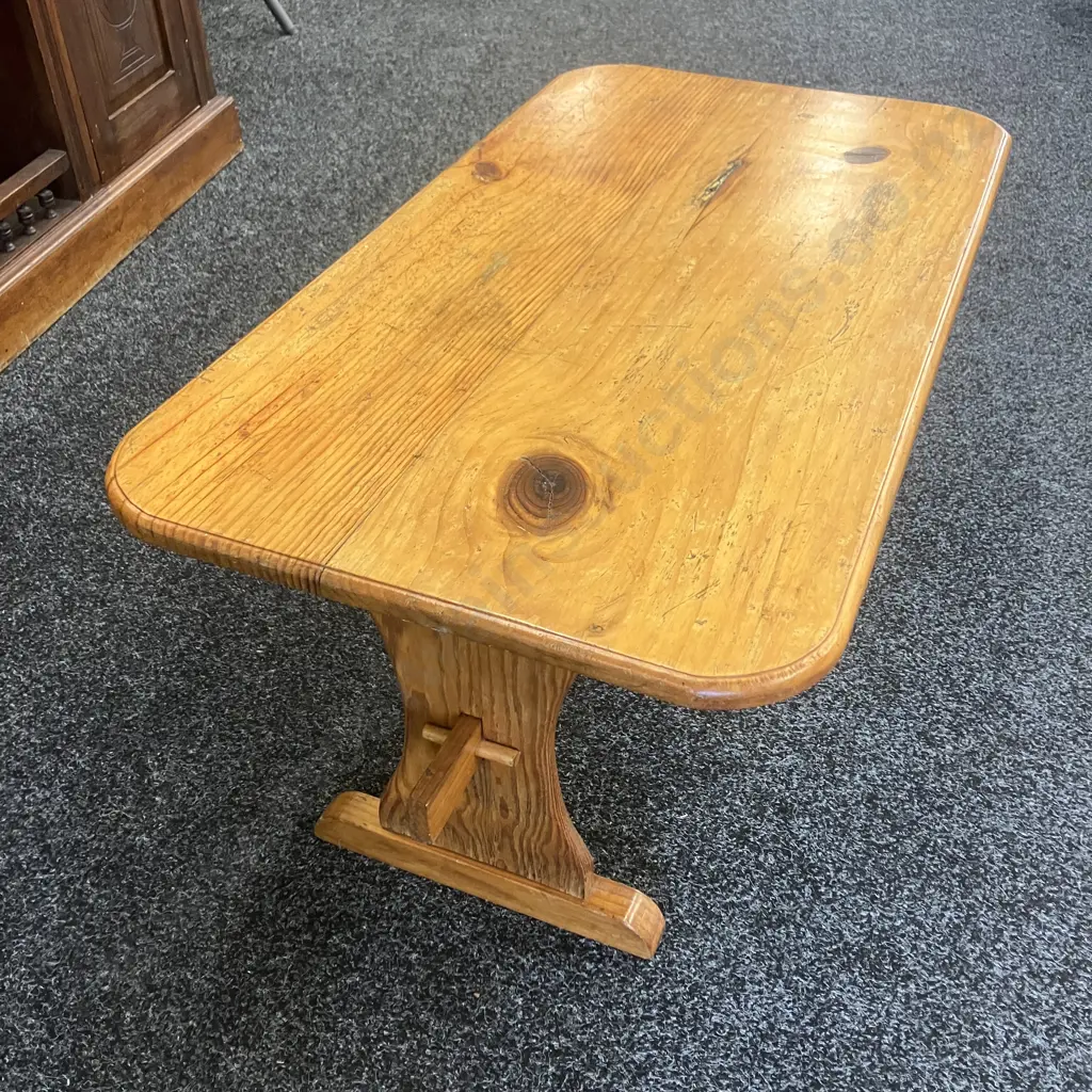 Vintage Pine Brutalist Side Table. H40 W86 D47cm Image 1++