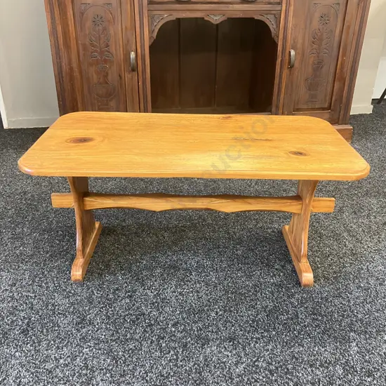 Vintage Pine Brutalist Side Table. H40 W86 D47cm
