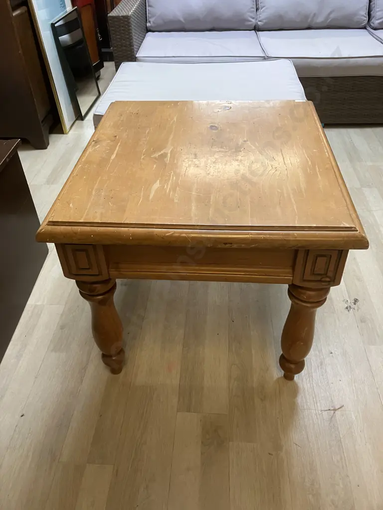 Pine End Table. H59 W71 D66cm Image 1++