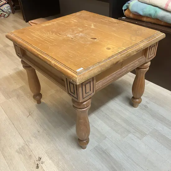 Pine End Table. H59 W71 D66cm