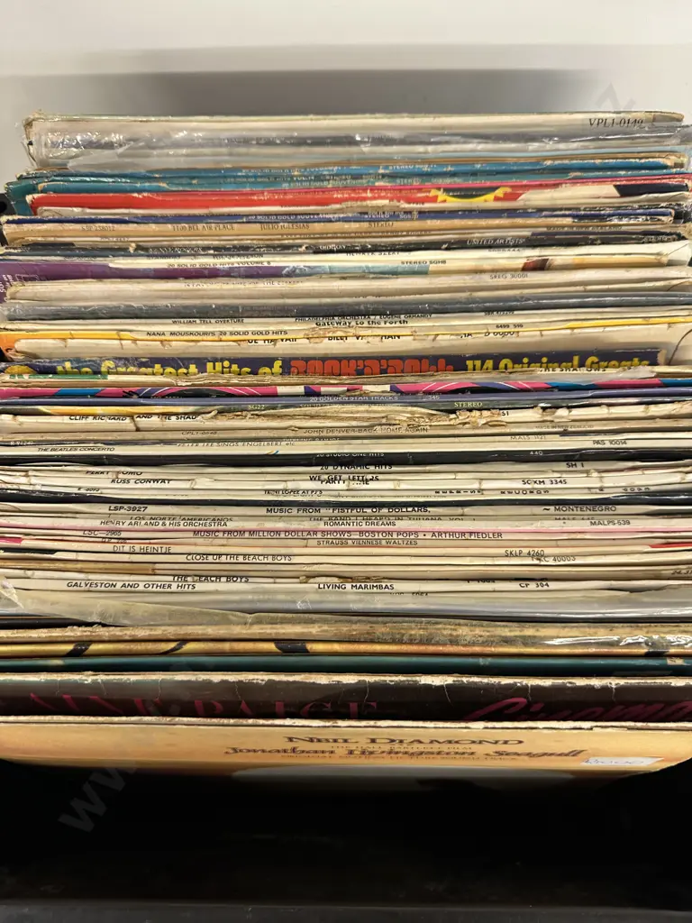 Black Bin Of Assorted LPs Image 1++
