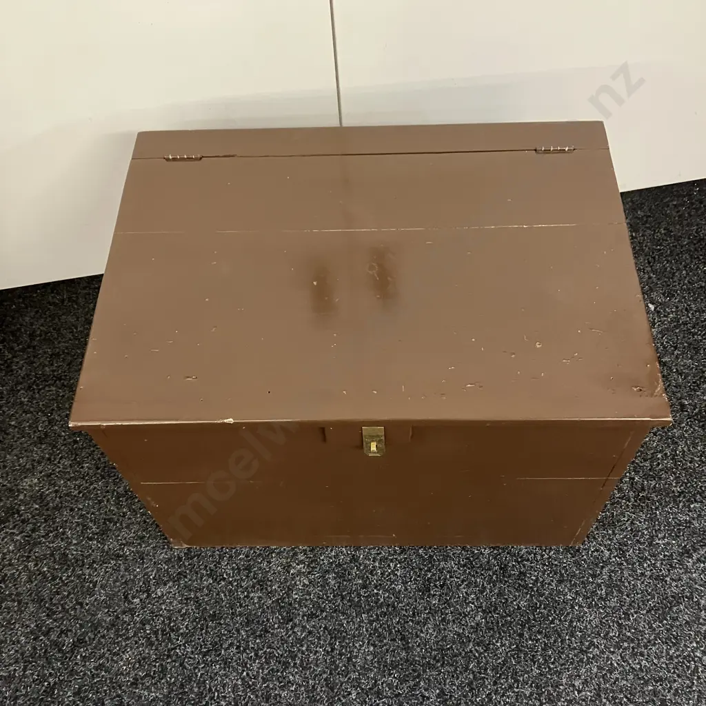 Vintage Wooden Toy Box Painted Brown. H49 W69 D49cm Image 1++