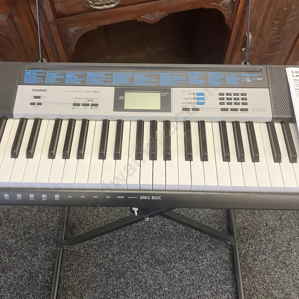 CASIO LK-136 Portable Keyboard with Illuminated Keys, Stand & Manual Image 1++