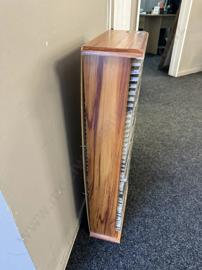 Wooden CD Rack With Assorted CDs Including Jessica Simpson, Box Of Rock Etc Image 1++