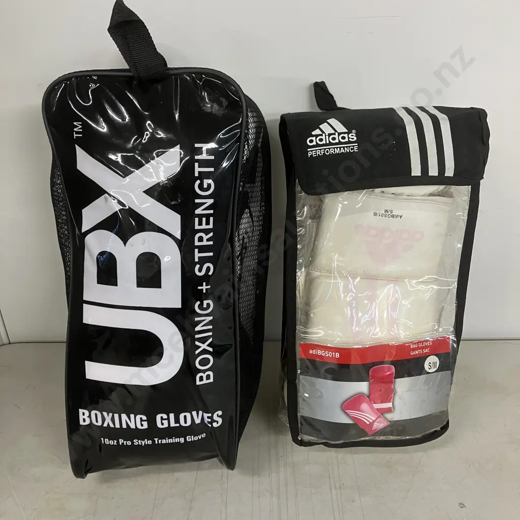 Adidas Bag Gloves adiBGS01B Size S/M & UBX Boxing Gloves 10oz Pro Style Training Image 1++