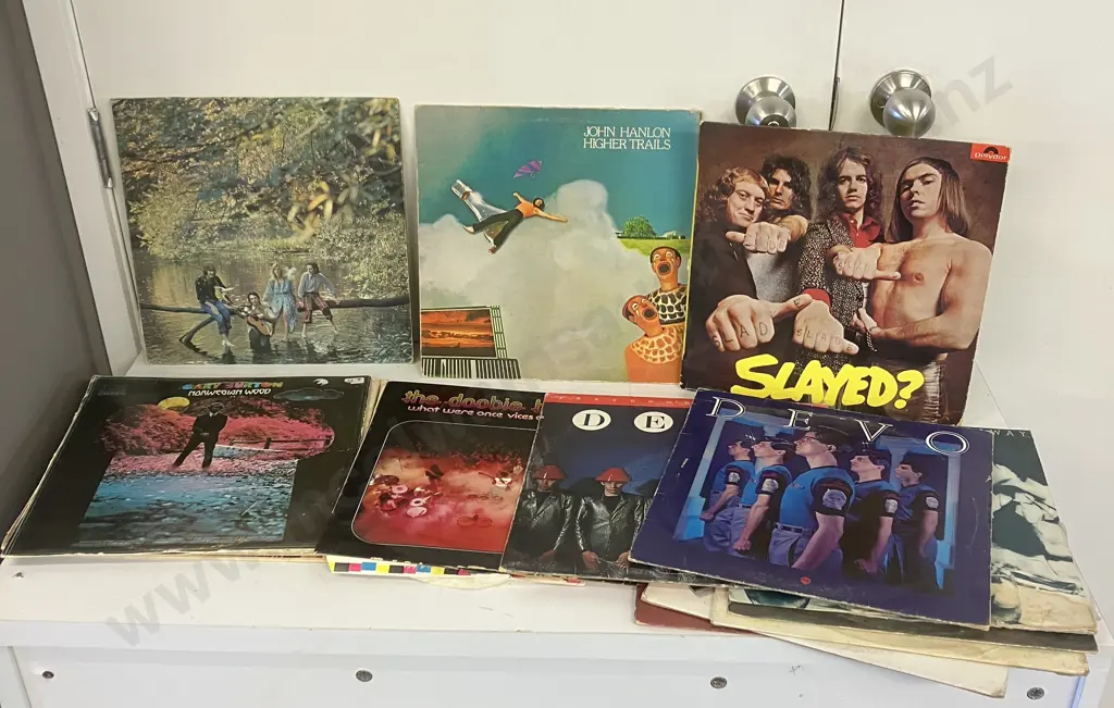 Vinyl LPs - Wings Wild Life, John Hanlon Higher Trails, Slade Slayed?, Gary Burton Norwegian Wood, Devo, Doobie Bros Etc Image 1++