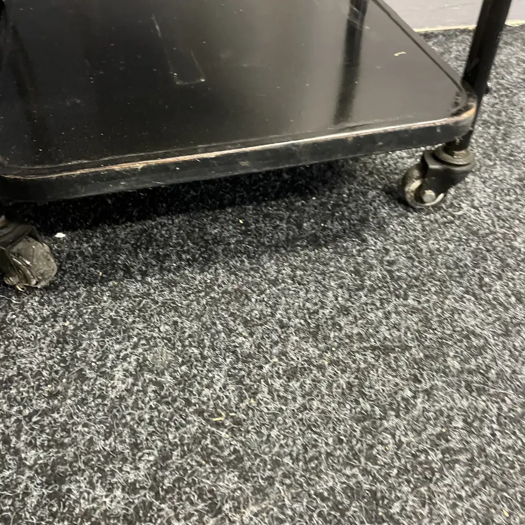 Black Metal Shop Display Stand On Castors. H146 W39 D35cm Image 1++
