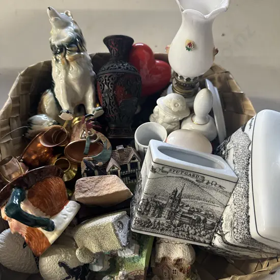 Assorted Vintage China & Figurines Including Lancaster Toby, Kitsch Toothpick Holder Etc