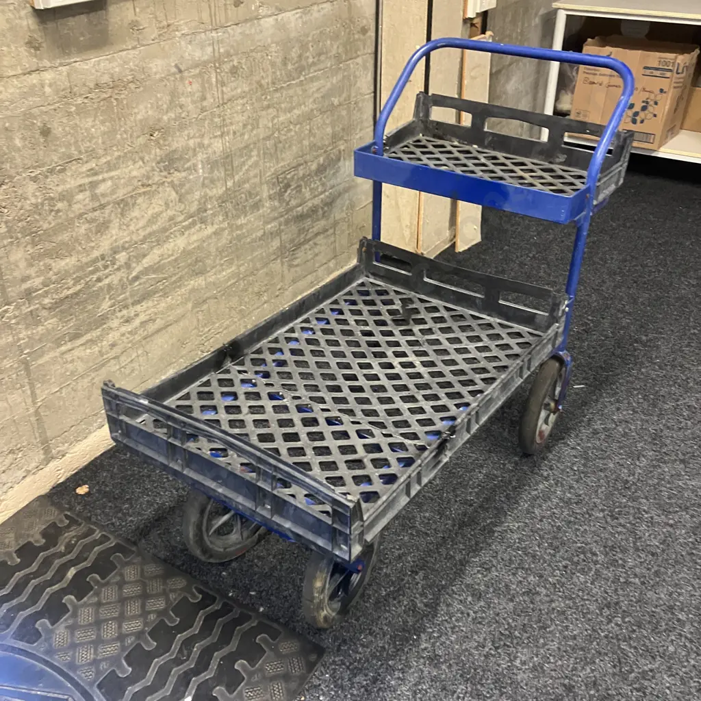 Utility Cart With Hinged Lower Plastic Tray. H99 W120 D60cm Image 1++