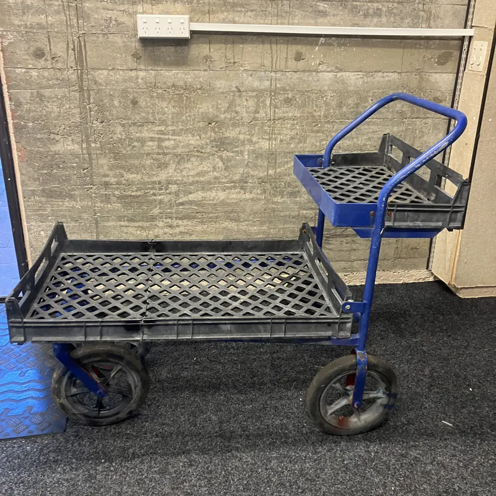 Utility Cart With Hinged Lower Plastic Tray. H99 W120 D60cm Image 1++