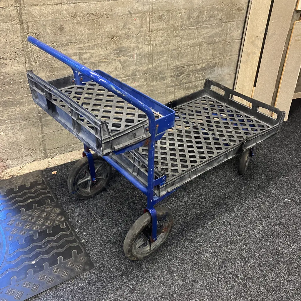 Utility Cart With Hinged Lower Plastic Tray. H99 W120 D60cm Image 1++