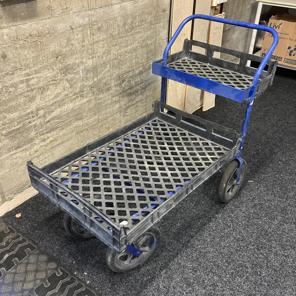 Utility Cart With Hinged Lower Plastic Tray. H99 W120 D60cm Image 1++