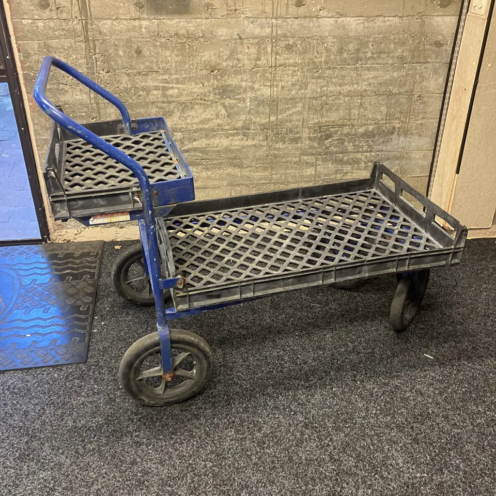 Utility Cart With Hinged Lower Plastic Tray. H99 W120 D60cm Image 1++