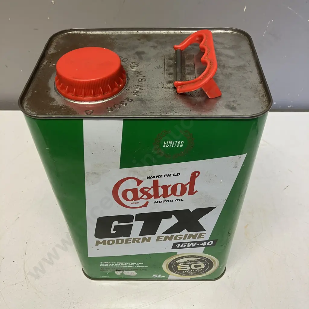 Limited Edition 50 Years Bathurst V8 Supercars Castrol GTX 5 Litre Oil Tin - Empty Image 1++