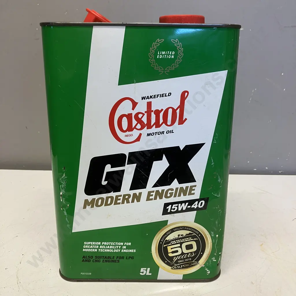 Limited Edition 50 Years Bathurst V8 Supercars Castrol GTX 5 Litre Oil Tin - Empty Image 1++