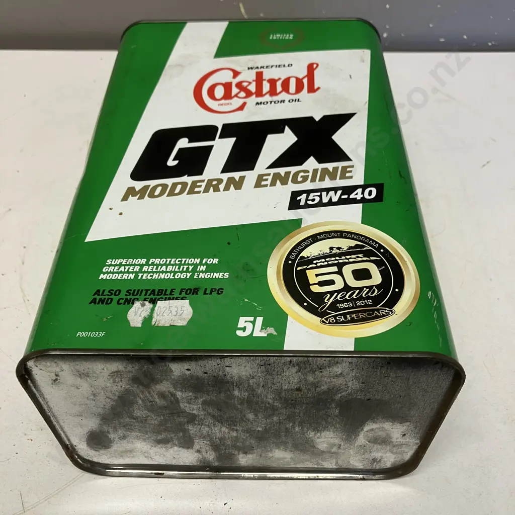 Limited Edition 50 Years Bathurst V8 Supercars Castrol GTX 5 Litre Oil Tin - Empty Image 1++