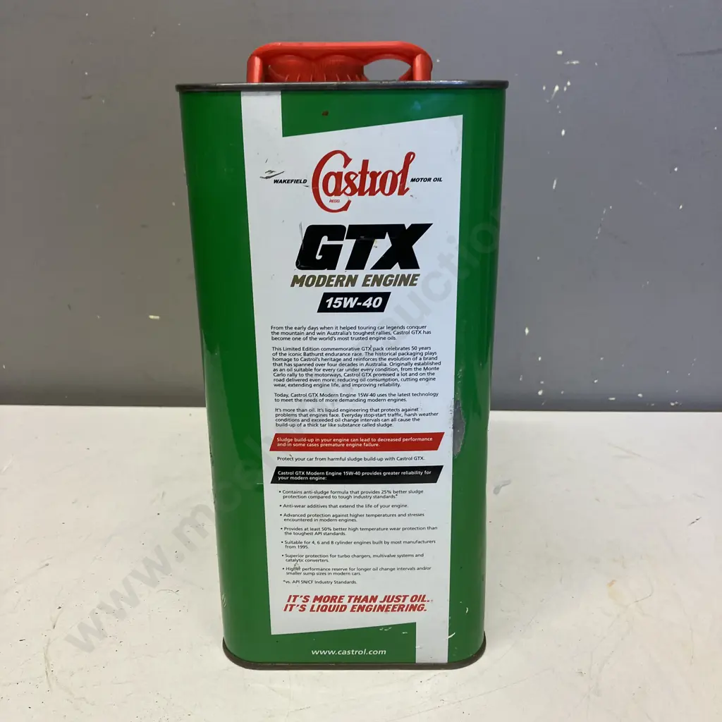 Limited Edition 50 Years Bathurst V8 Supercars Castrol GTX 5 Litre Oil Tin - Empty Image 1++