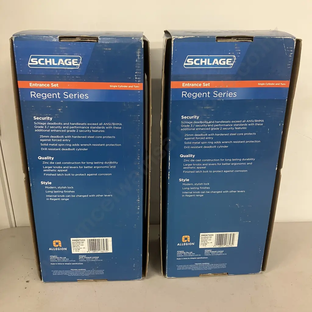 Pair of Schlage Regent Series Single Cylinder Entrance Handle Sets - New In Box Image 1++