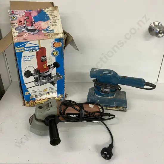 Ozito 600W 6.35mm Plunge Router, Black & Decker Angle Grinder & Orbital Sander