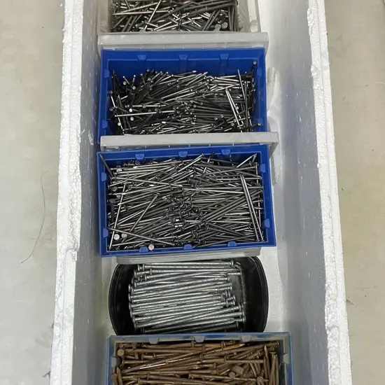 Box Lot Assorted Nails In Containers