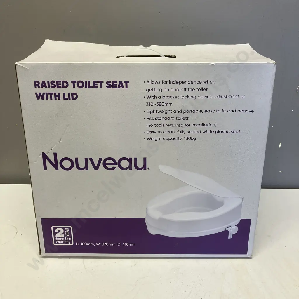 Nouveau Raised Toilet Seat With Lid (Boxed) H18 W37 D41cm, 130Kg Image 1++