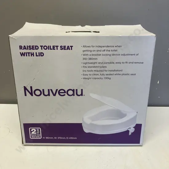 Nouveau Raised Toilet Seat With Lid (Boxed) H18 W37 D41cm, 130Kg