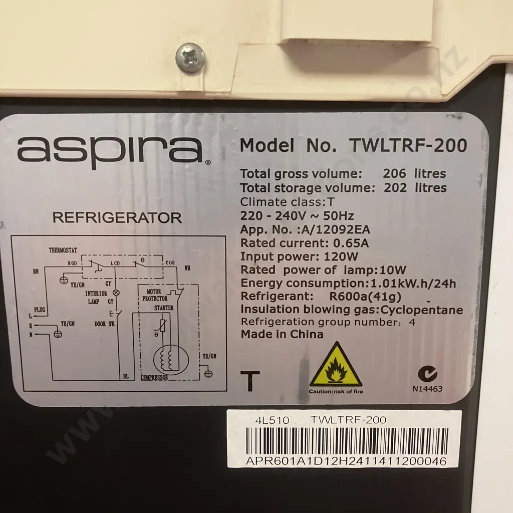 Aspira 202 Litre Fridge Freezer - Model TWLTRF-20 Image 1++