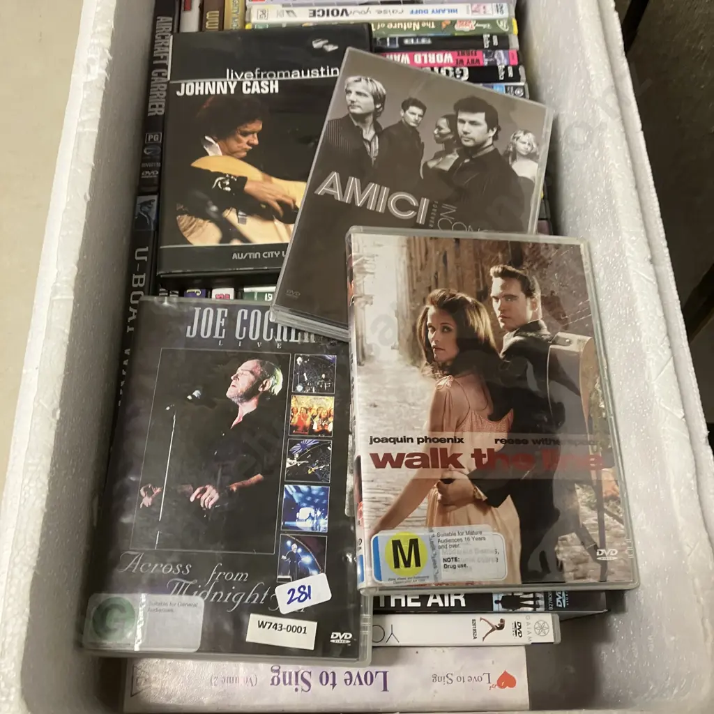 Box Lot Assorted DVDs - Music, War Etc Image 1++