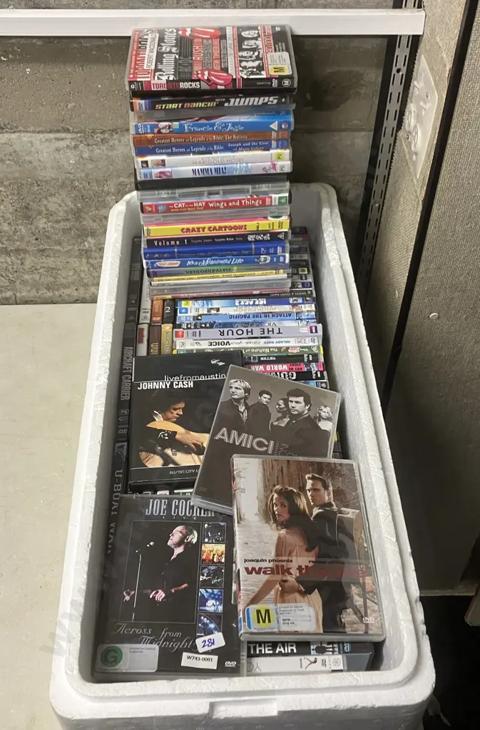 Box Lot Assorted DVDs - Music, War Etc Image 1++