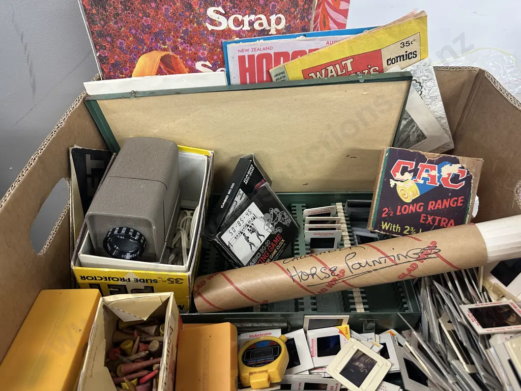 Vintage Items Including Maruya Slide Projector, Coloured Slides NZ Scenery Etc Image 1++