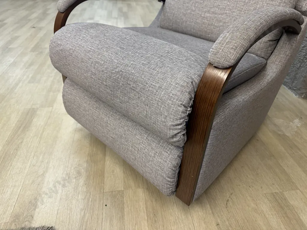 Morgan LazBoy Harbourtown Reclina - Rocker In Gem Cement Upholstery With Adjustable Headrest, (Purchased New Nov 2023) Image 1++