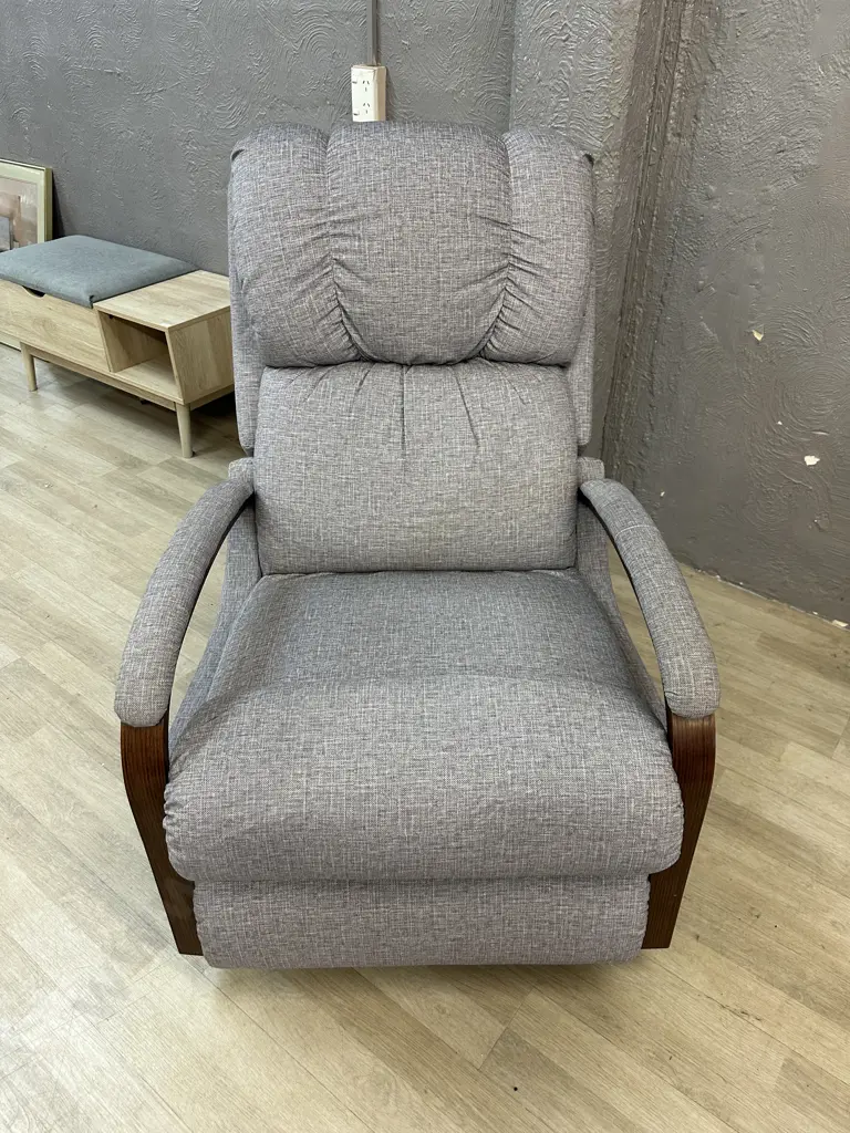 Morgan LazBoy Harbourtown Reclina - Rocker In Gem Cement Upholstery With Adjustable Headrest, (Purchased New Nov 2023) Image 1++