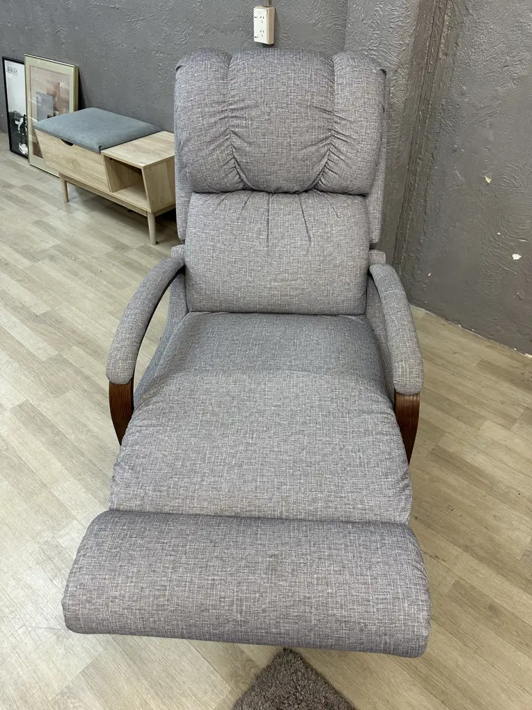 Morgan LazBoy Harbourtown Reclina - Rocker In Gem Cement Upholstery With Adjustable Headrest, (Purchased New Nov 2023) Image 1++