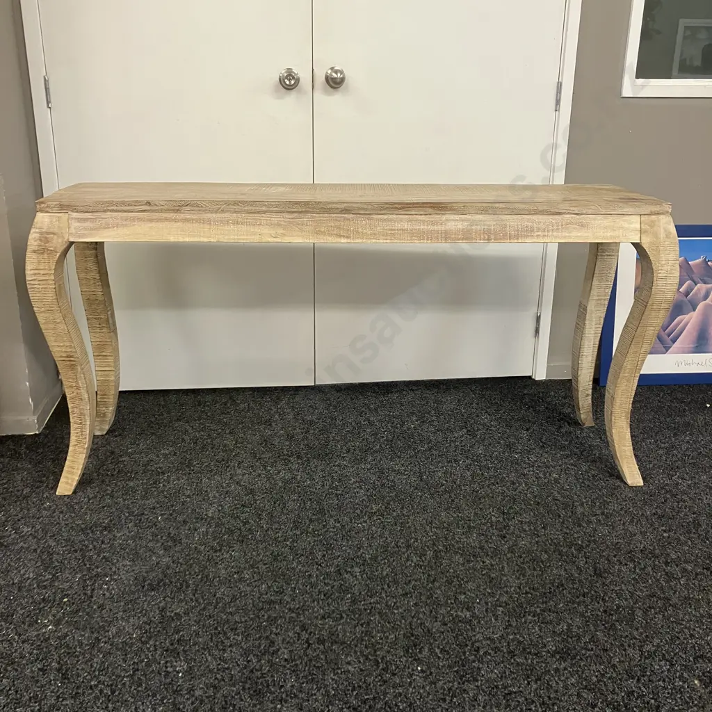 French Style Weathered Timber Console With Curved Legs. H77 W159 D46cm Image 1++