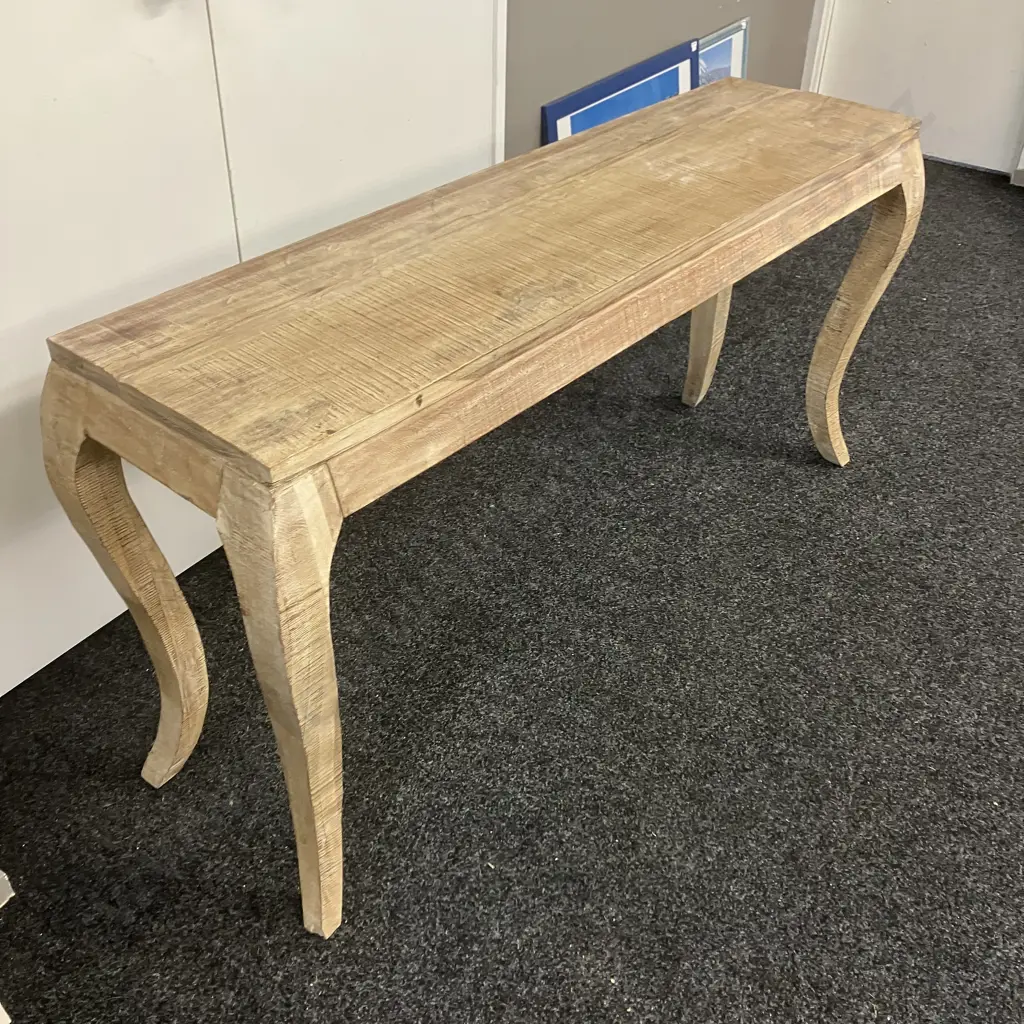 French Style Weathered Timber Console With Curved Legs. H77 W159 D46cm Image 1++