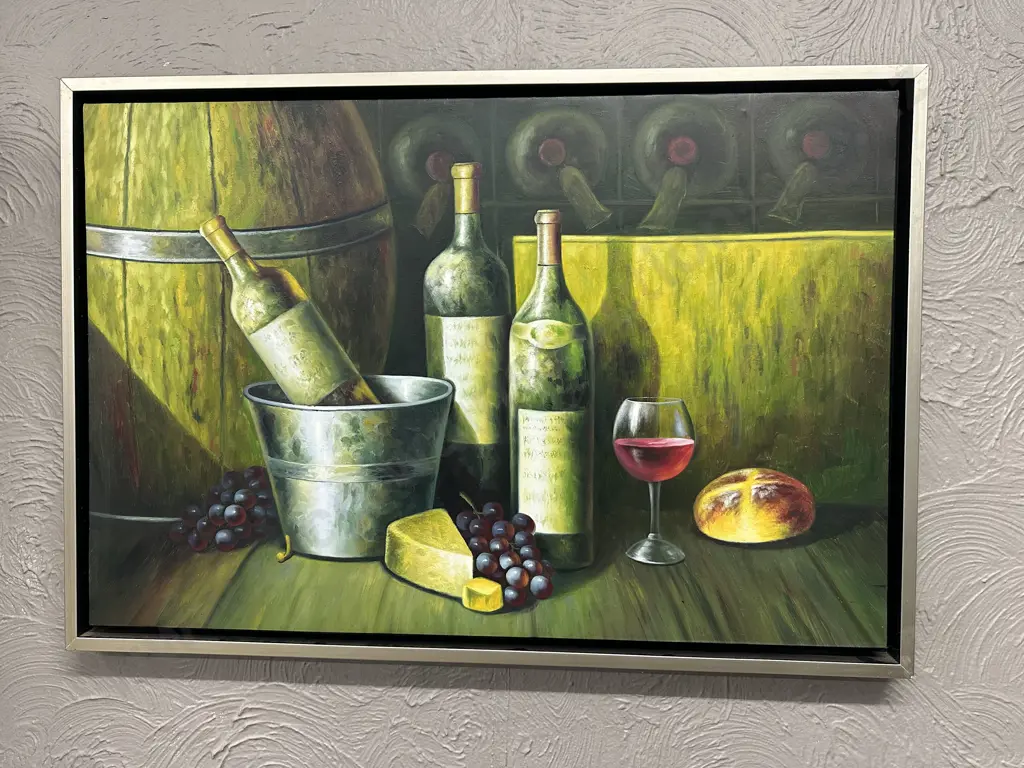 Framed Artwork Still Life Oil On Canvas H65,W95cm. Image 1++