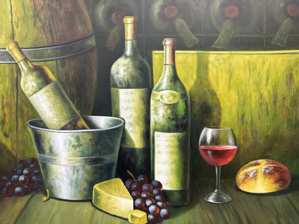 Framed Artwork Still Life Oil On Canvas H65,W95cm. Image 1++